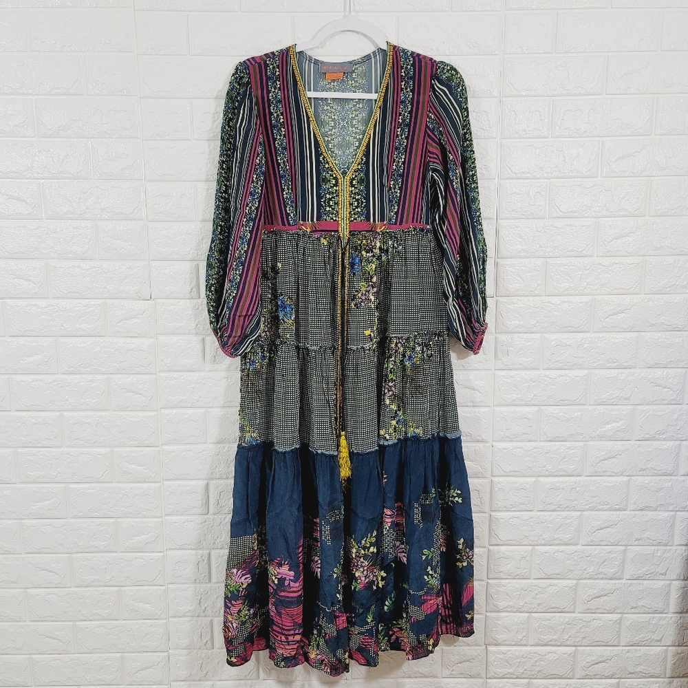 Anthro Bhanuni by Jyoti Tiered Maxi Dress.Size 10 - Picture 7 of 15